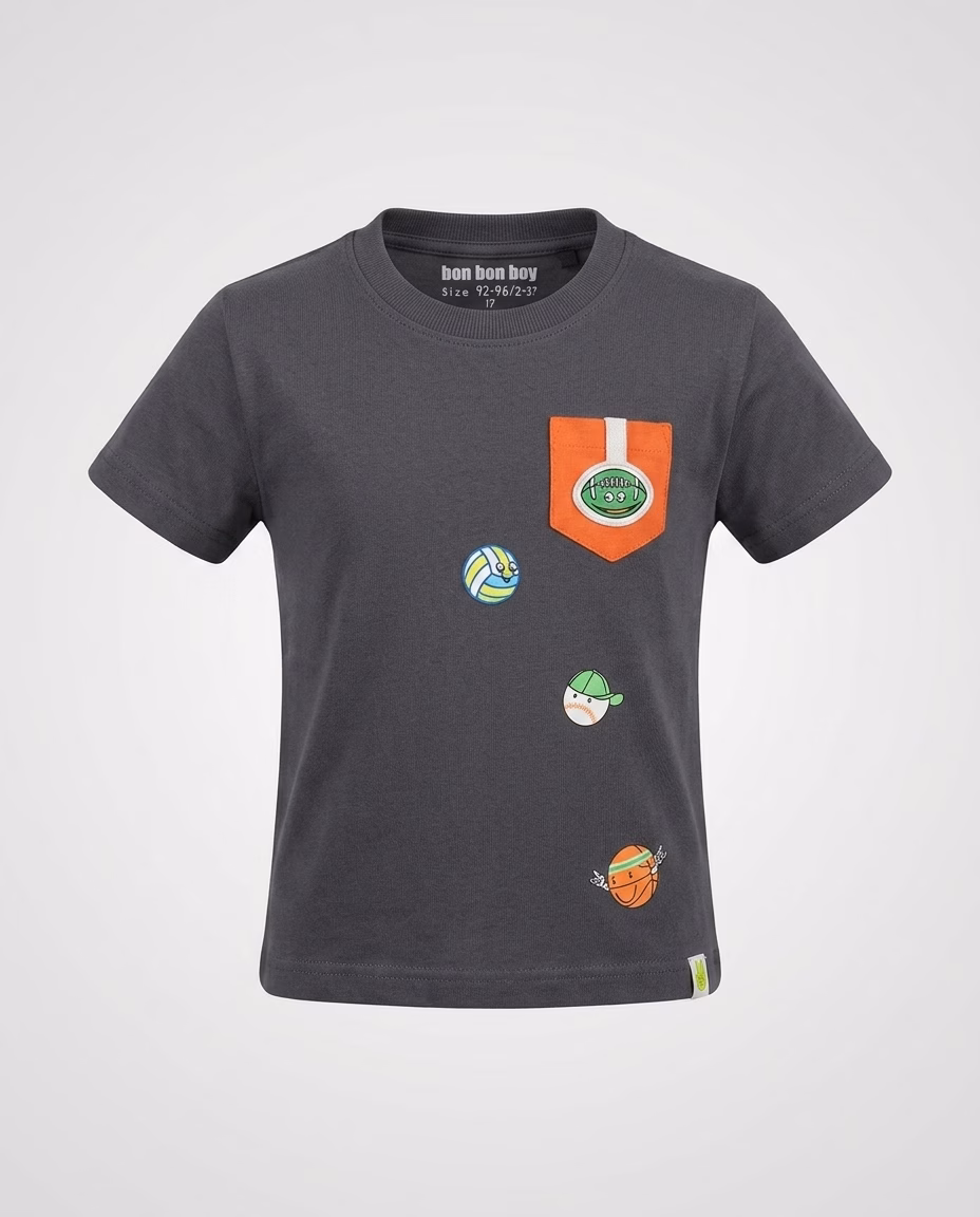 BON BOB Boy Textured Charcoal T-Shirt