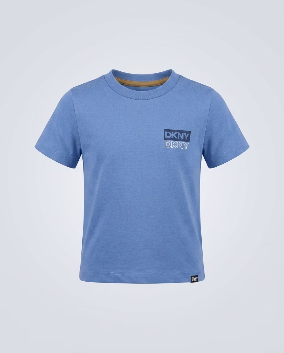 DKNY Boys Double Logo T-Shirt Sky Blue