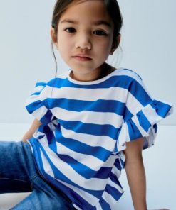 Alternative view of ZARA STRIPED T-SHIRT WITH RUFFLE TRIMS