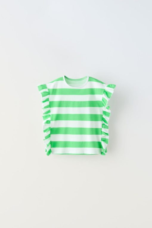 ZARA STRIPED T-SHIRT WITH RUFFLE TRIMS - Image 4