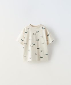ZARA ALL OVER DOG LOGO T-Shirt