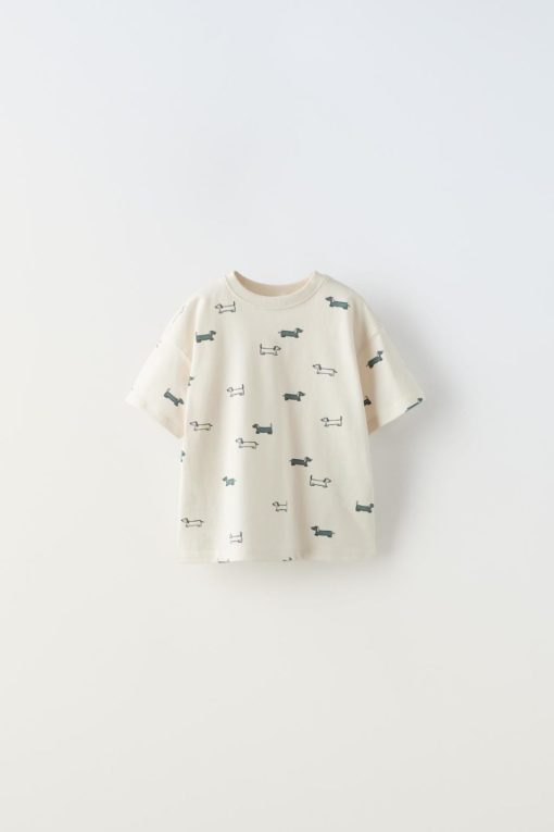 ZARA ALL OVER DOG LOGO T-Shirt