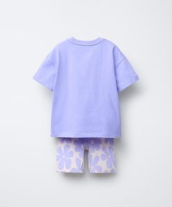 Alternative view of ZARA SOLID T-SHIRT AND PRINTED BIKE SHORTS SET BLUE