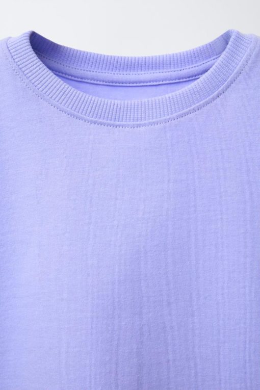 ZARA SOLID T-SHIRT AND PRINTED BIKE SHORTS SET BLUE - Image 3