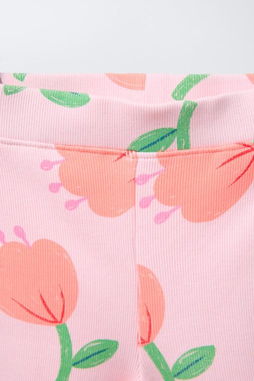 ZARA PRINTED T-SHIRT AND BIKER LEGGINGS SET PINK - Image 3