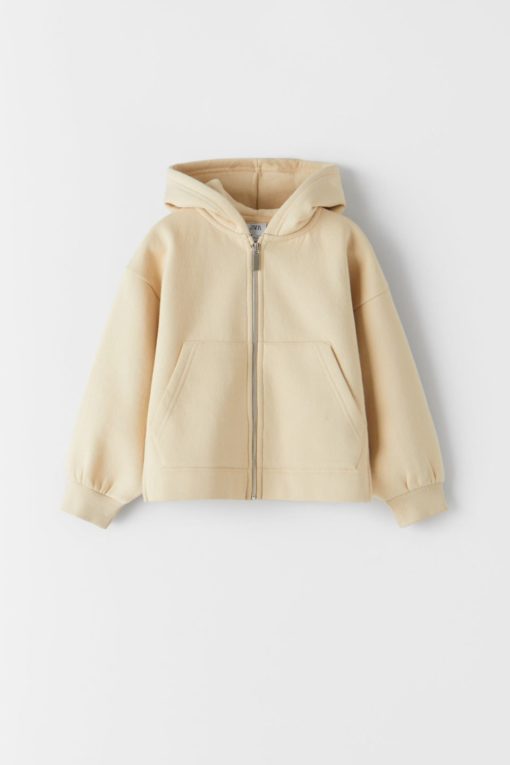ZARA KIDS PLUSH ZIP-UP JACKET - BEIGE