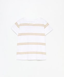 Lefties Kids White With Cream Stripes T-Shirt