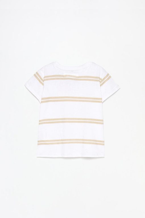 Lefties Kids White With Cream Stripes T-Shirt