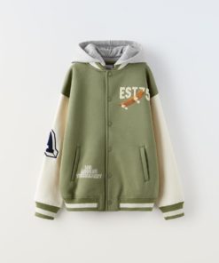 ZARA KIDS SOFT FABRIC BOMBER WITH REMOVEABLE HOOD
