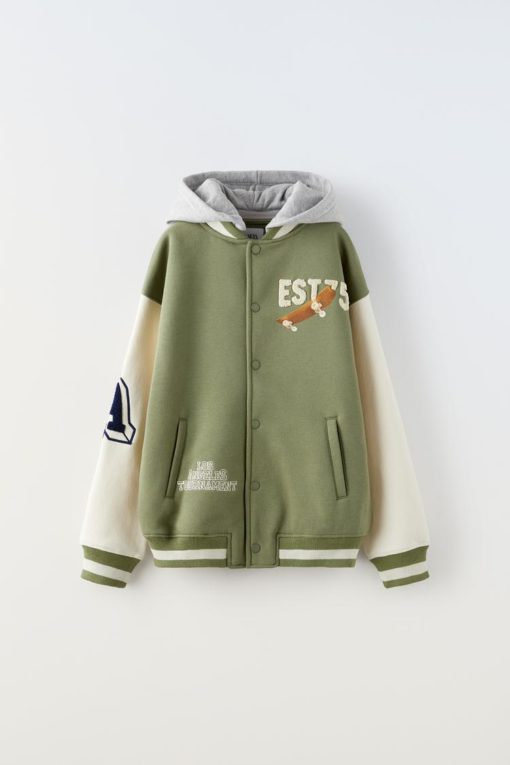 ZARA KIDS SOFT FABRIC BOMBER WITH REMOVEABLE HOOD