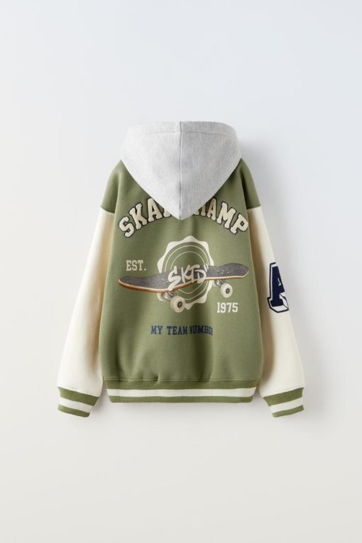 ZARA KIDS SOFT FABRIC BOMBER WITH REMOVEABLE HOOD - Image 7