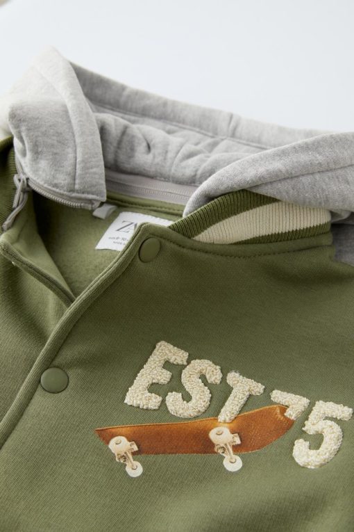 ZARA KIDS SOFT FABRIC BOMBER WITH REMOVEABLE HOOD - Image 6