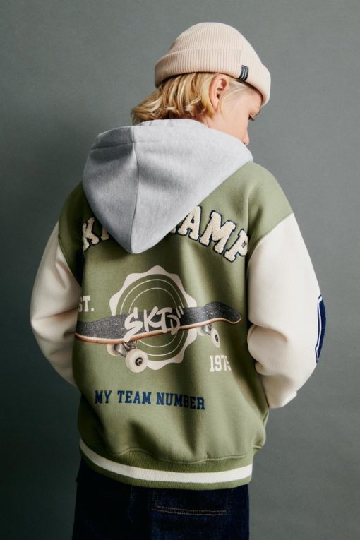 ZARA KIDS SOFT FABRIC BOMBER WITH REMOVEABLE HOOD - Image 5