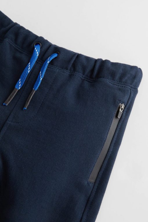 ZARA PLUSH PIQUÉ TROUSERS DOUBLE POCKET ZIP - NAVY - Image 2