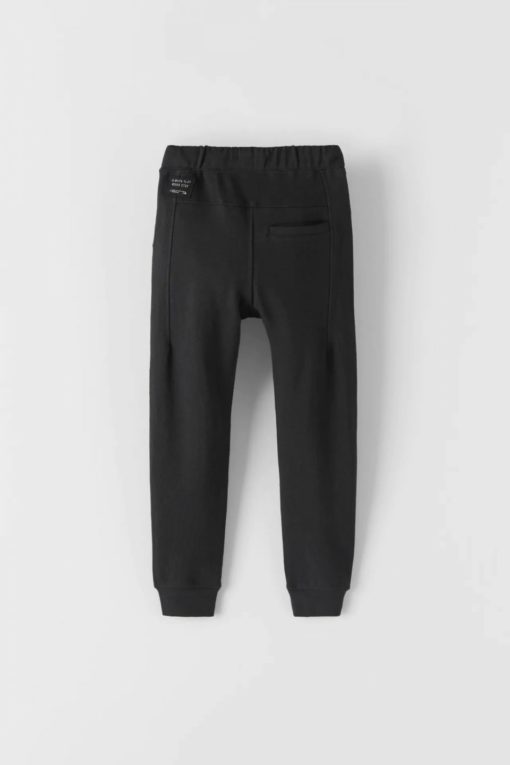 ZARA PLUSH PIQUÉ TROUSERS DOUBLE POCKET ZIP - BLACK - Image 2