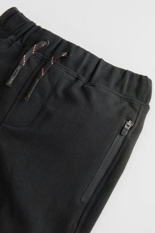 ZARA PLUSH PIQUÉ TROUSERS DOUBLE POCKET ZIP - BLACK - Image 3