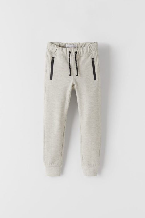 ZARA PLUSH PIQUÉ TROUSERS DOUBLE POCKET ZIP - WHITE