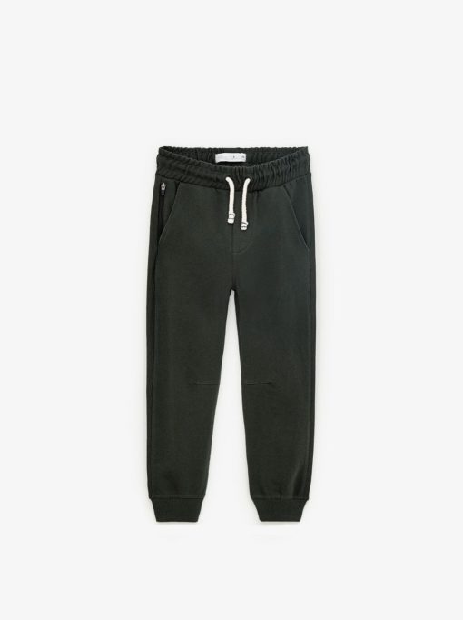 ZARA PIQUE GREEN SINGLE ZIP TROUSERS