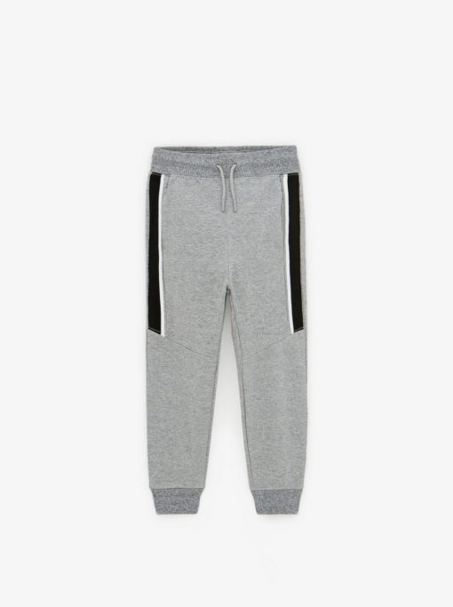 ZARA SIDE STRIPE PIQUE GREY TROUSERS