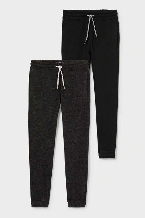 Skate Nation Organic Cotton Pack of 2 Joggers - Black/Grey