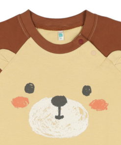 Alternative view of El Fin Bear Face short sleeve romper - brown