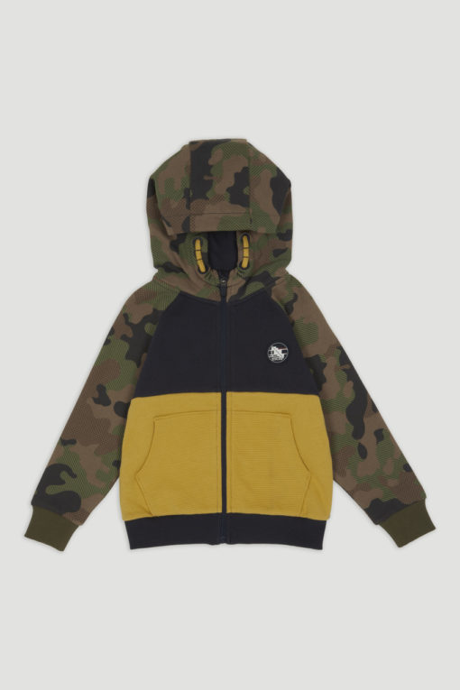 Nutmeg Kids camo ochre hoodie