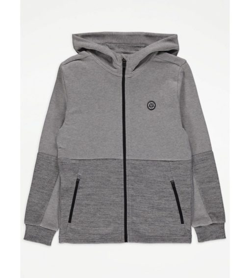 George Kids Light Grey Panelled Hoodie
