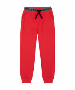 CALVIN KLEIN KIDS LOGO WAISTBAND FLEECE JOGGER - RED