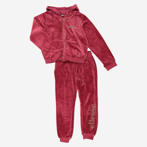 Ellesse Girls Joanna Velour Hoodie And Joggers Set Cherry - Image 5