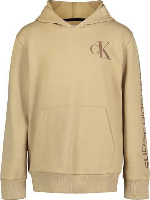 Calvin Klein Kids Small Logo Pullover Hoodie Sweatshirt - Khaki Skin