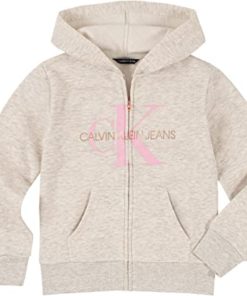 CALVIN KLEIN FRONT LOGO ZIP THROUGH HOODIE - Off White
