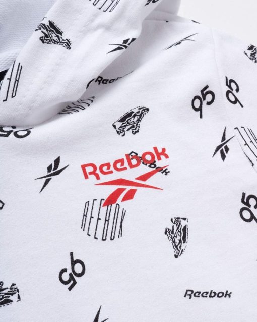 REEBOK KIDS TRACKSUITS – ATHLETIC FLEECE HOODIE AND JOGGER - White Printed - Image 2