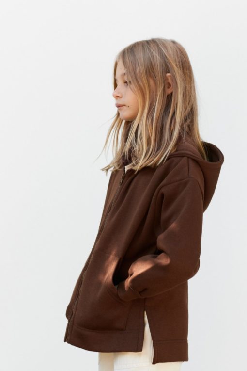 ZARA KIDS PLUSH ZIP-UP JACKET - DARK BROWN - Image 4