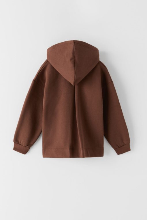 ZARA KIDS PLUSH ZIP-UP JACKET - DARK BROWN - Image 2