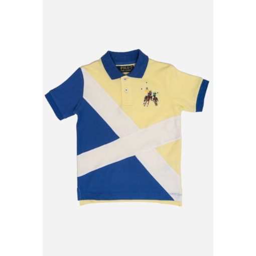 RL Boys Double Pony Polo Shirt Yellow And Royal