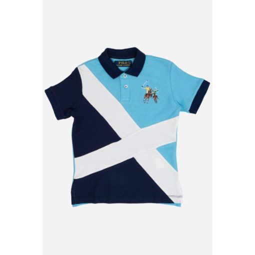 RL Boys Double Pony Polo Shirt Sky Blue And Navy