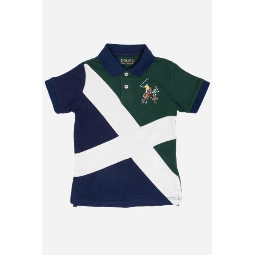 RL Boys Double Pony Polo Shirt Green And Navy