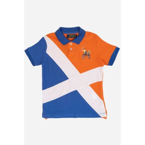 RL Boys Double Pony Polo Shirt Orange And Royal