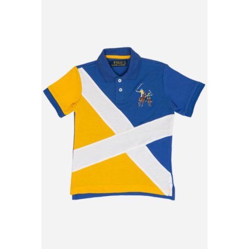 RL Boys Double Pony Polo Shirt Royal And Yellow