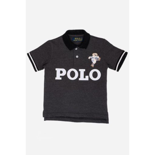 RL Boys Kicker Bear Polo Shirt Grey