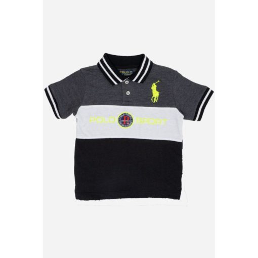 RL Boys Polo Sports Polo Shirt Grey And Black