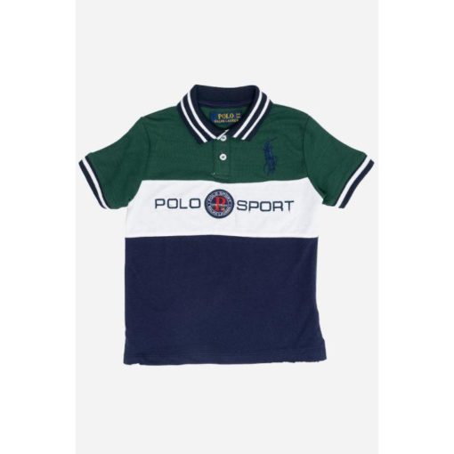RL Boys Polo Sports Polo Shirt Green & Navy