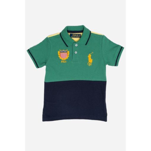 RL Boys Colour Block Green And Navy Polo Shirt