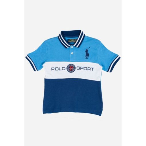 RL Boys Polo Sports Polo Shirt Sky Blue And Navy