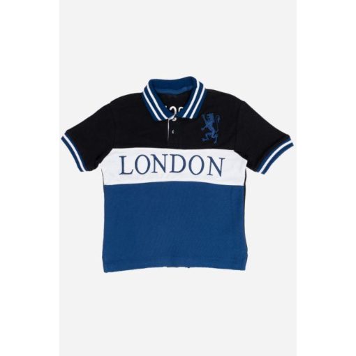 GDNO London Boys Polo Shirt Black And Blue