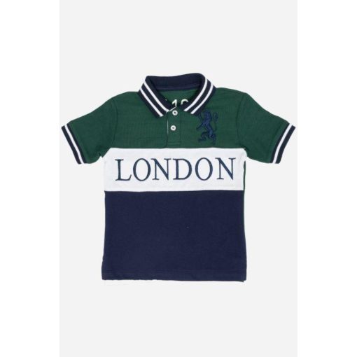GDNO London Boys Polo Shirt Green And Navy