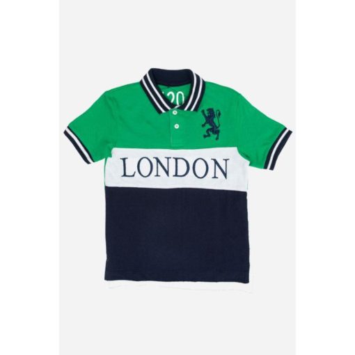 GDNO London Boys Polo Shirt Green And Black