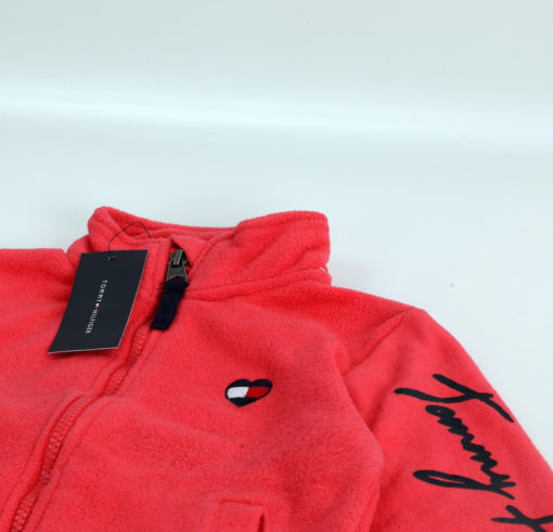 Tommy Hilfiger Girls Polar Fleece Zip Through Jacket - Red - Image 2