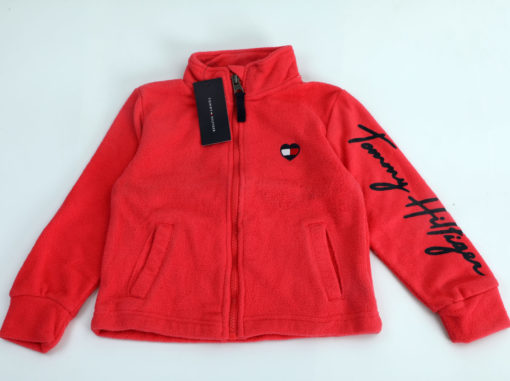 Tommy Hilfiger Girls Polar Fleece Zip Through Jacket - Red