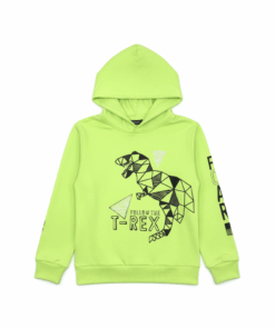 BLUE SEVEN KIDS DINO PRINT HOODIE SEA GREEN
